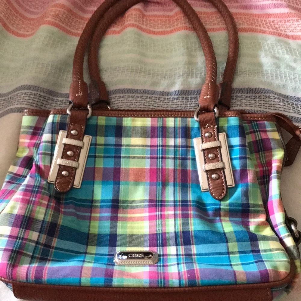 Chaps plaid 4 pocket purse